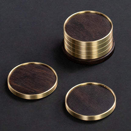 Wooden Gold Rimmed Coasters