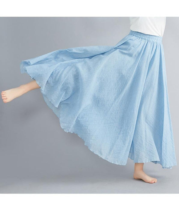 A - Line Cotton and Linen Elastic Waist Skirt | Multiple Styles