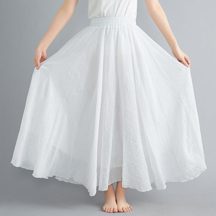 A - Line Cotton and Linen Elastic Waist Skirt | Multiple Styles