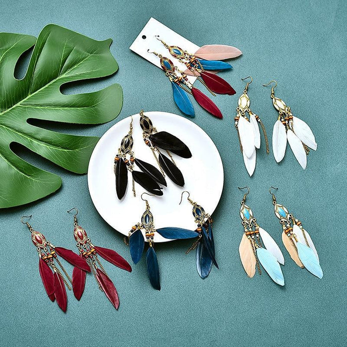 Colorful Feather Earrings | Multiple Colors