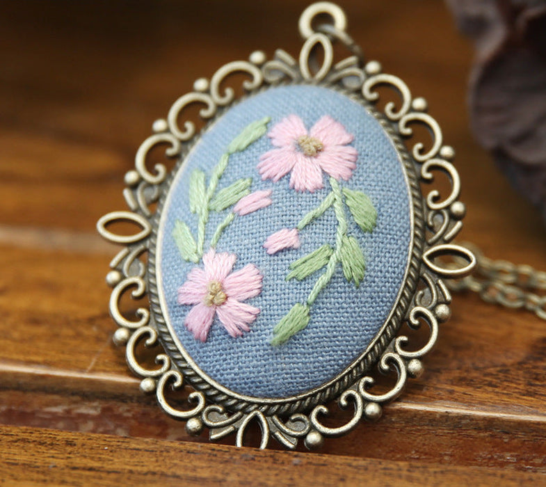 Embroidered Pendant Necklace - Floral | Multiple Styles