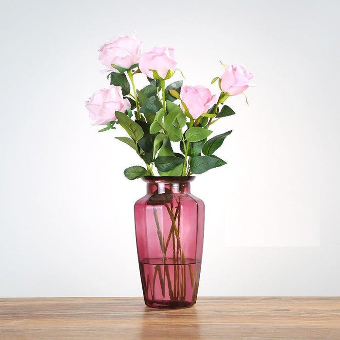 24.5cm Transparent glass vase--Red-sourcy-global.myshopify.com-