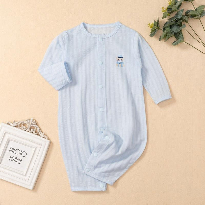 Breathable Cotton Baby Summer Romper (Light Blue)