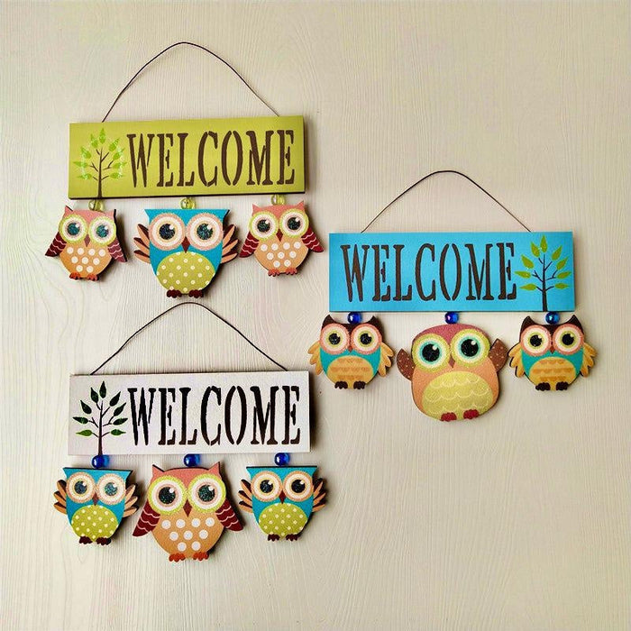 Owl Design Hanging "Welcome" Decoration