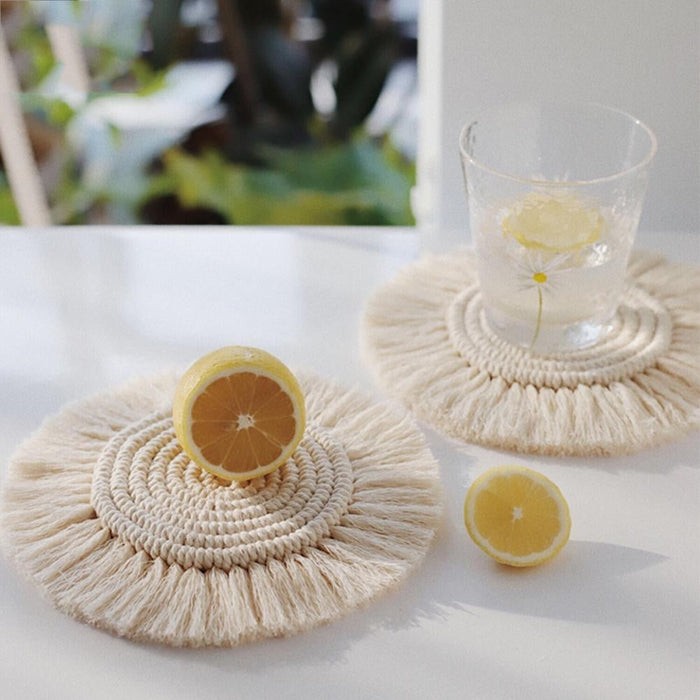 Woven Coaster with Tassels | Multiple Styles