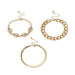 Set of 3 Gold Bracelets - Seashell, Thick Chain, and Snake Chain Styles