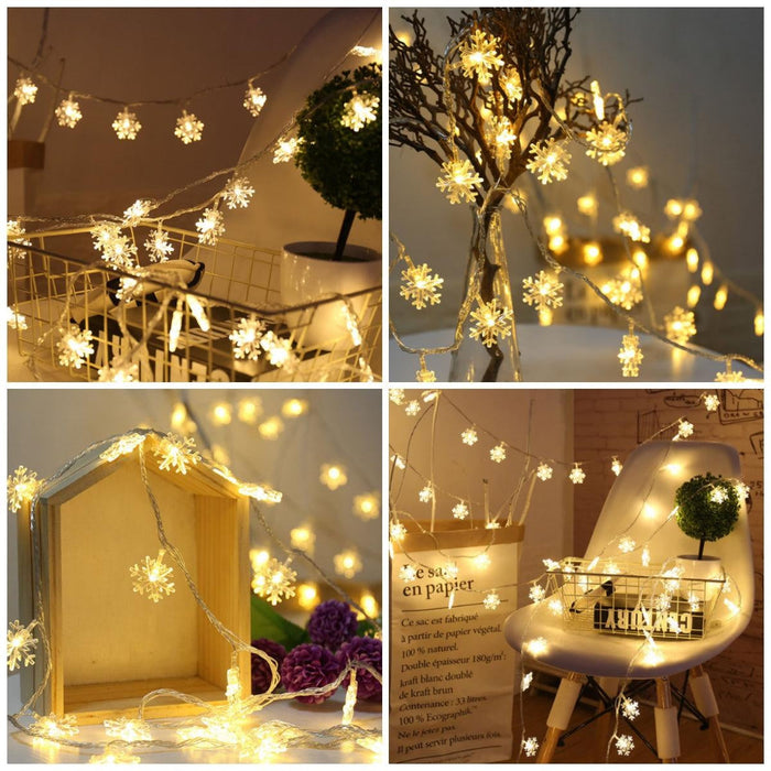 LED Snowflake String Fairy Lights | Multiple Styles/Sizes