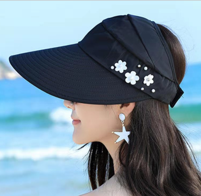 Sun Hat/Visor with Floral Beads | Multiple Colors-sourcy-global.myshopify.com-