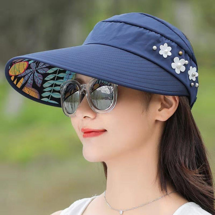 Sun Hat/Visor with Floral Beads | Multiple Colors-sourcy-global.myshopify.com-