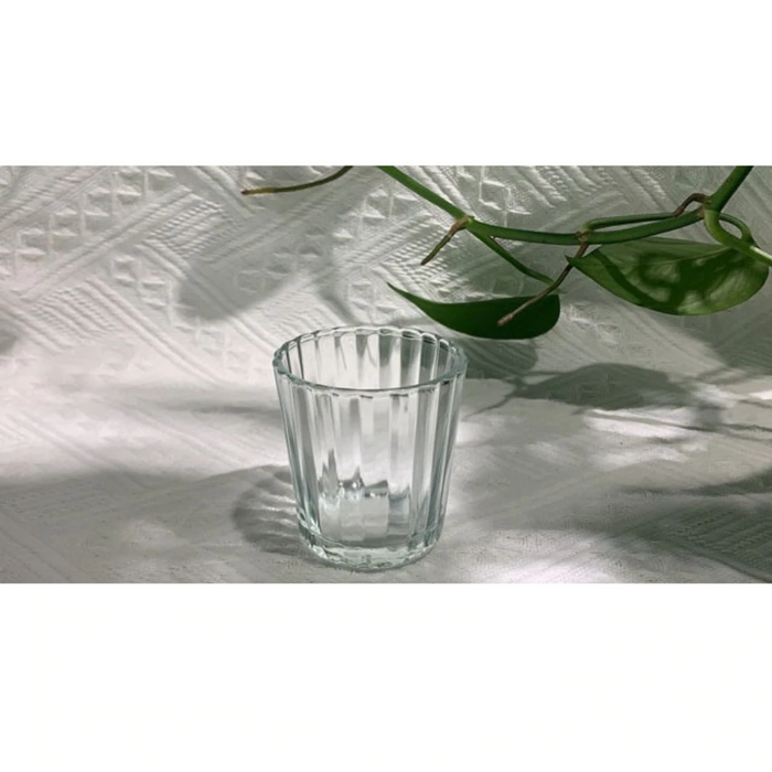 Small Faceted Glass Cup / Candle Container