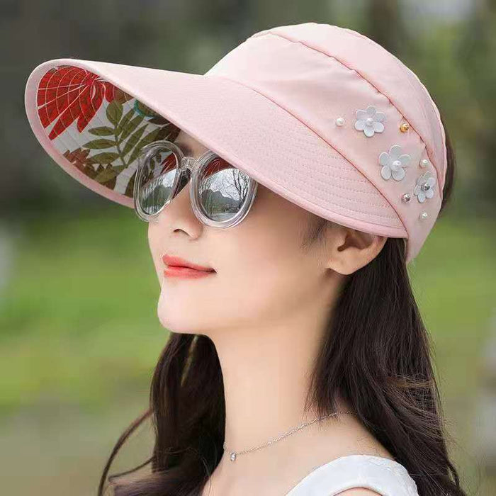 Sun Hat/Visor with Floral Beads | Multiple Colors-sourcy-global.myshopify.com-