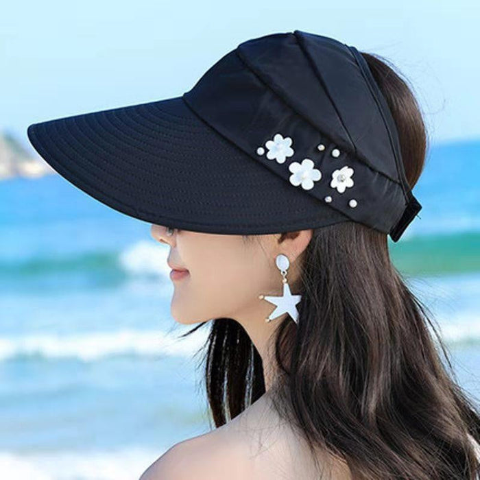 Sun Hat/Visor with Floral Beads | Multiple Colors-sourcy-global.myshopify.com-