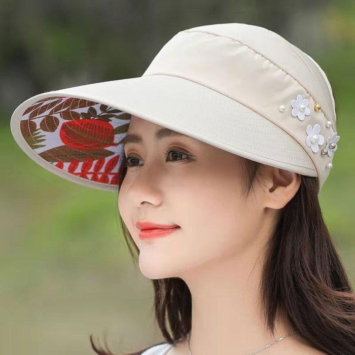 Sun Hat/Visor with Floral Beads | Multiple Colors-sourcy-global.myshopify.com-