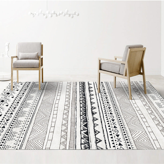 Black & White Abstract/Aztec Print Carpet | Multiple Sizes