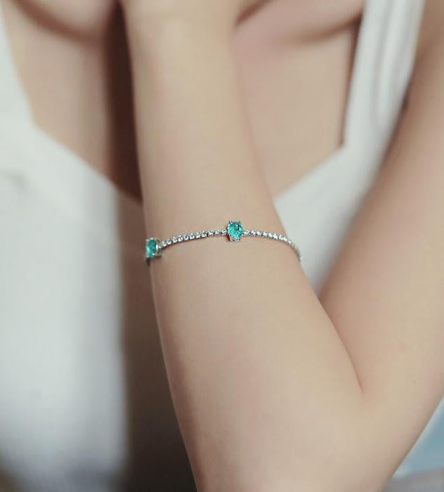 Blue Crystal Bracelet | Silver Base