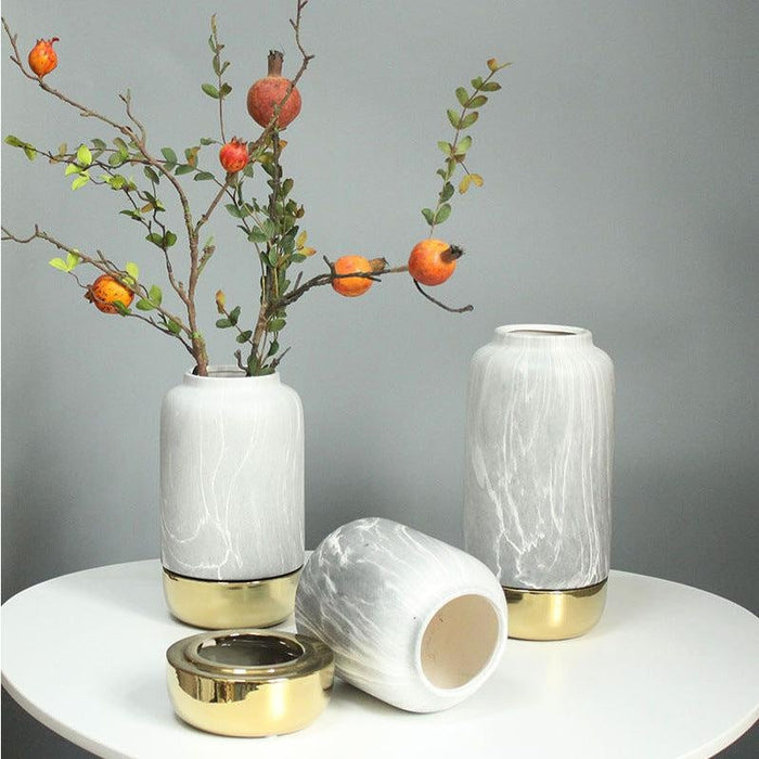 Grey Marble Ceramic Vase | Multiple Sizes-sourcy-global.myshopify.com-