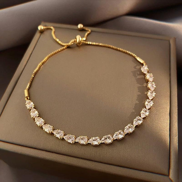 Diamond Studs & Gold Chain Bracelet-sourcy-global.myshopify.com-