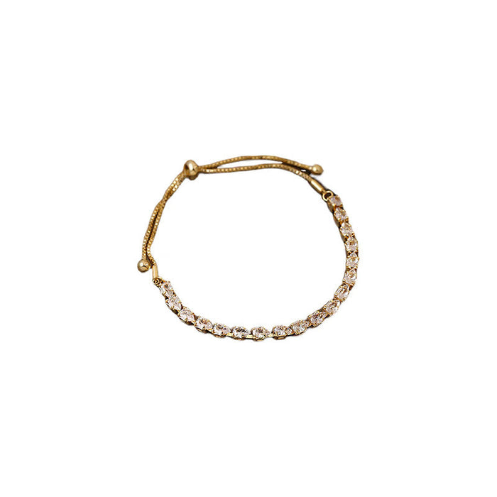 Diamond Studs & Gold Chain Bracelet