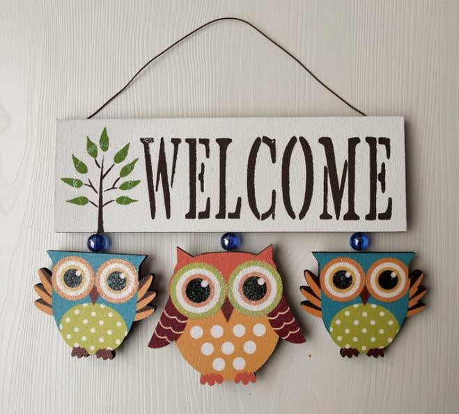 Owl Design Hanging "Welcome" Decoration