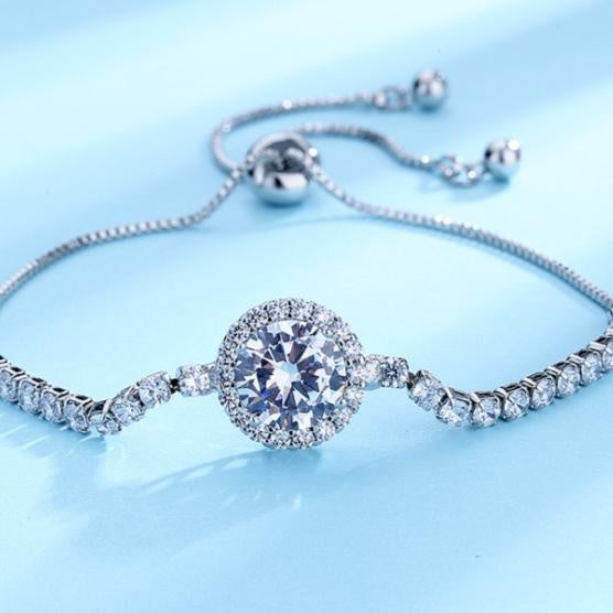 Adjustable Crystal Stone Bracelet | Platinum