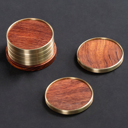 Wooden Gold Rimmed Coasters