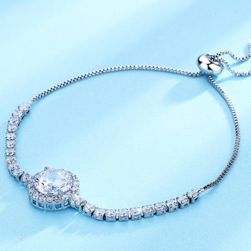 Adjustable Crystal Stone Bracelet | Platinum