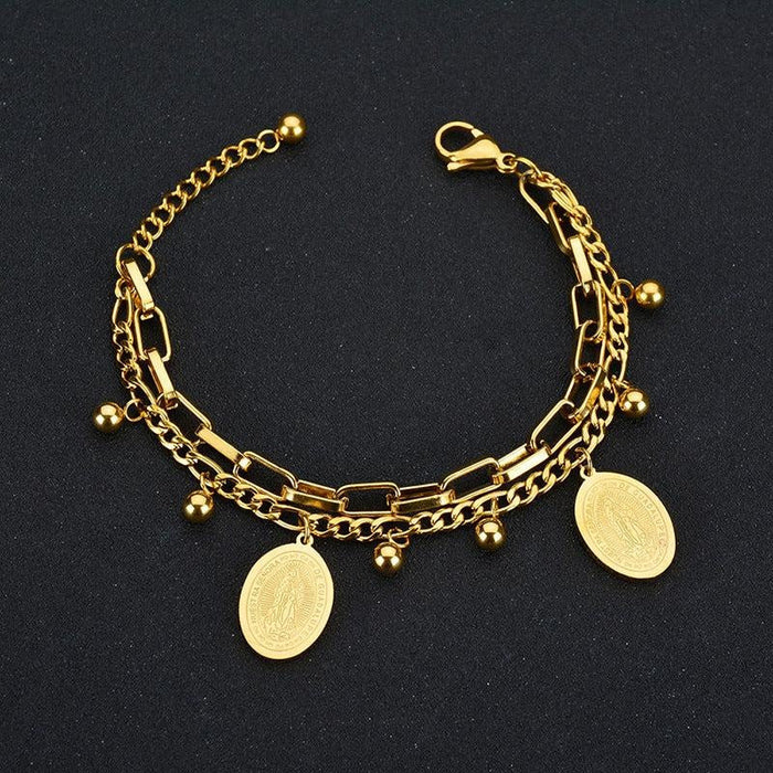 Stainless Steel Pendant Bracelet | Gold