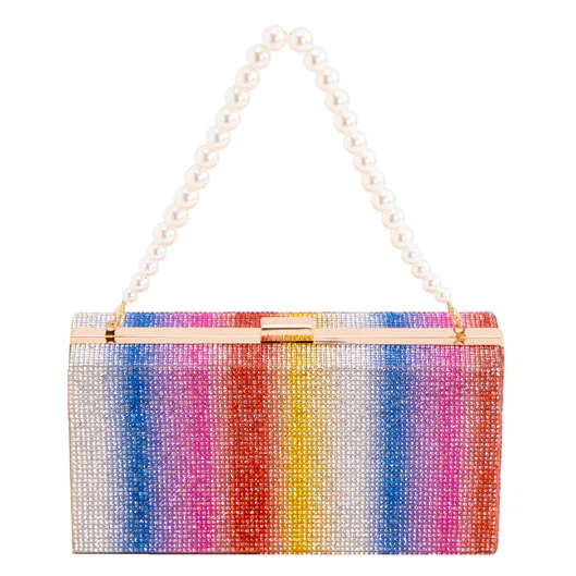 Rainbow Ombre Rhinestone Hard Clutch | Multiple Styles