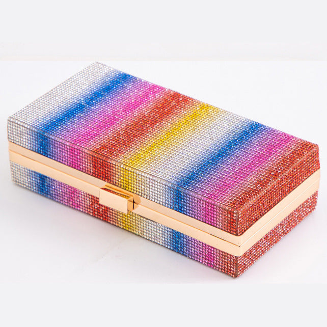 Rainbow Ombre Rhinestone Hard Clutch | Multiple Styles