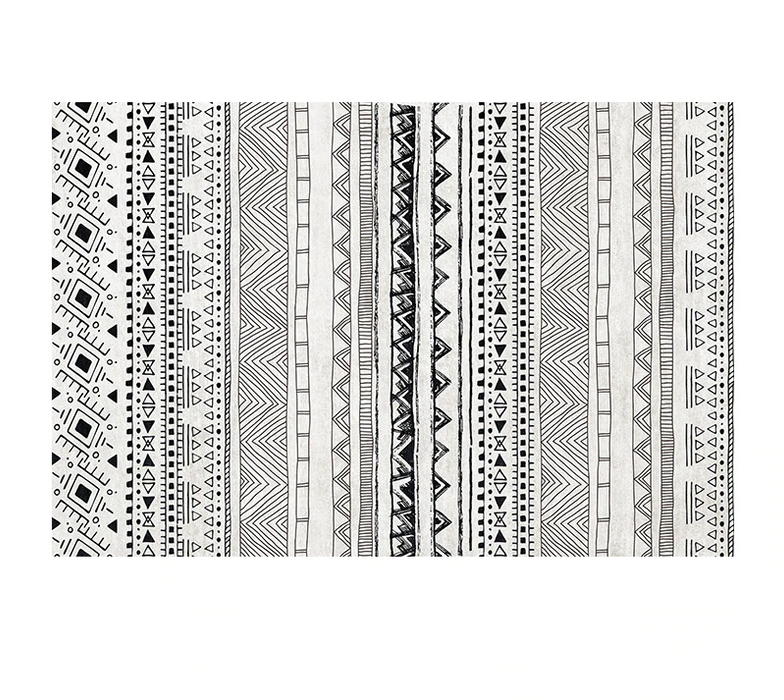 Black & White Abstract/Aztec Print Carpet | Multiple Sizes