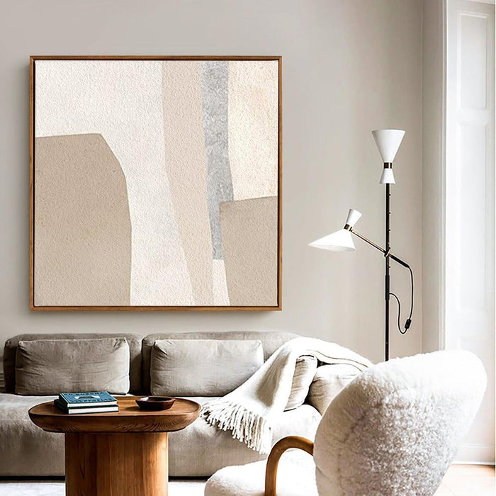 Abstract Living Room Painting with Walnut Frame | Multiple Styles