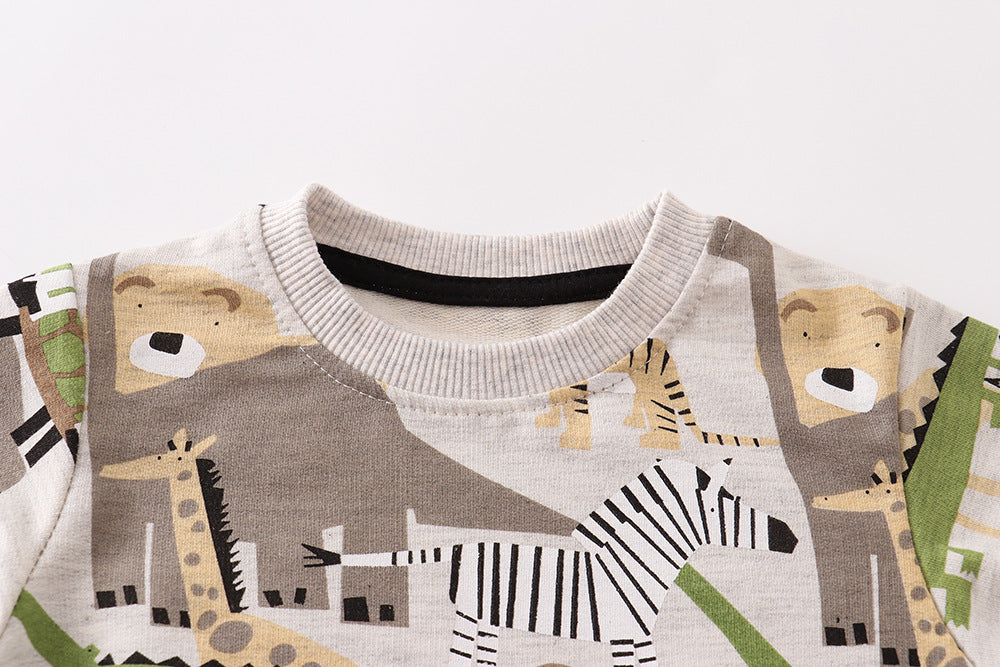 Cotton Jungle Animals Print Kids Sweater (3-8 yo) | Multiple Sizes