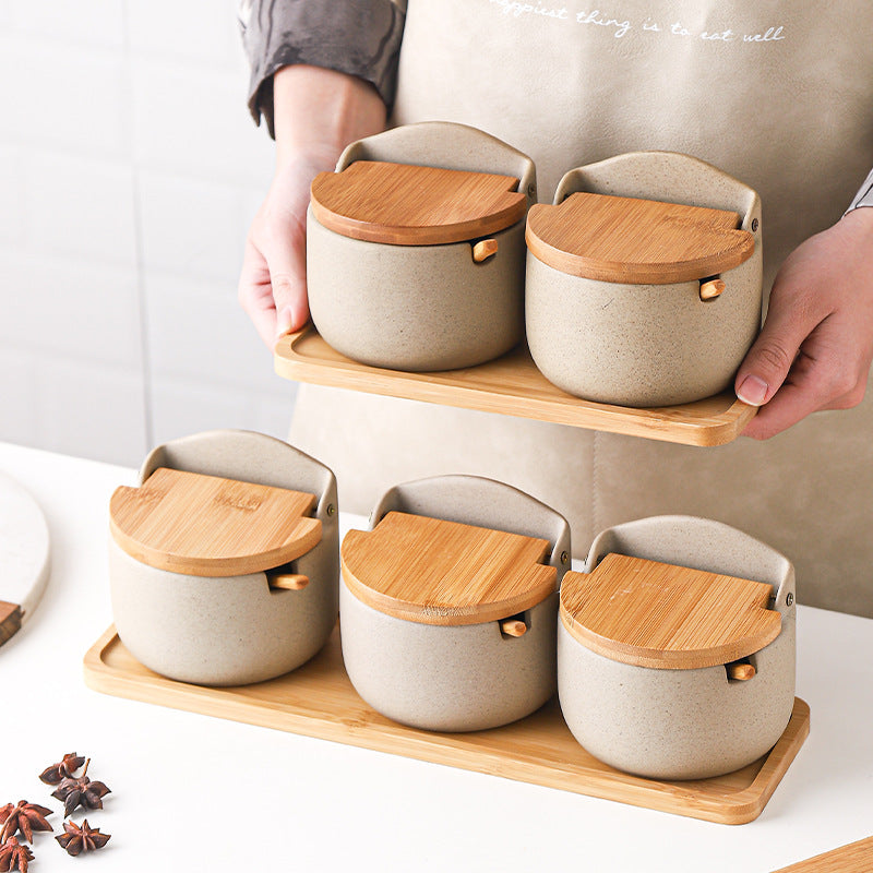 Ceramic and Bamboo Seasoning Jar | Multiple Styles