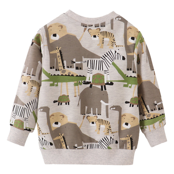 Cotton Jungle Animals Print Kids Sweater (3-8 yo) | Multiple Sizes