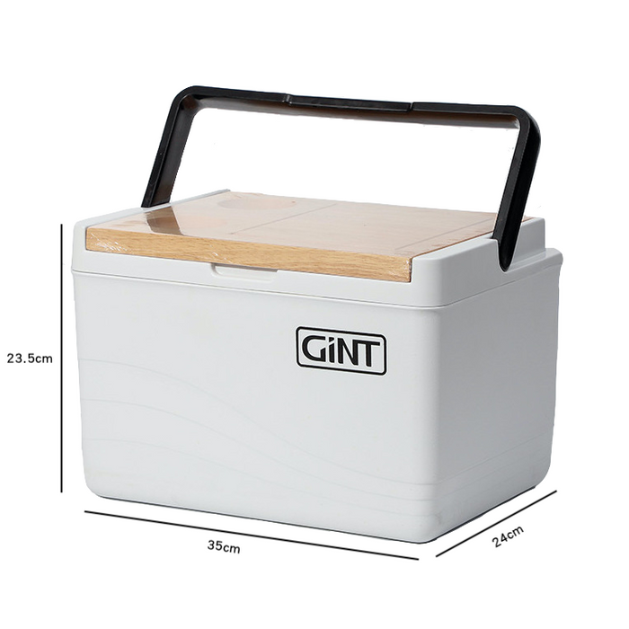 White Cooler with Wooden Lid