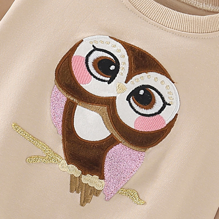 Cotton Owl Print Kids Sweater (3-8 yo) | Multiple Sizes